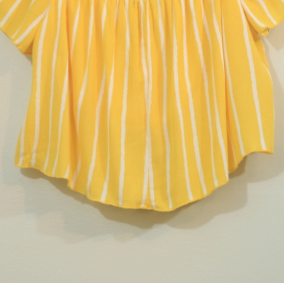 Forever 21 Yellow Striped Gauzy Off Shoulder Crop Top - Picture 6 of 7